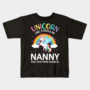 Cute Magical Funny Christmas Family colorful Unicorn Nanny Kids T-Shirt